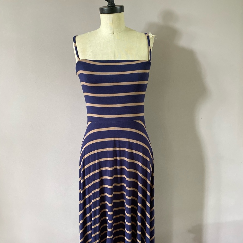 Soma Navy and Beige Striped Maxi Dress